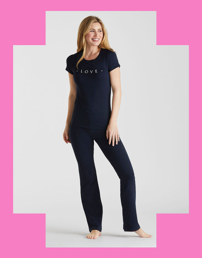 M Life Lotus Yoga Pants, Blue (NAVY), large
