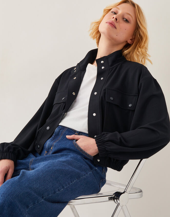 Jen Jersey Utility Jacket, Black (BLACK), large