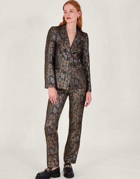 Joni Jacquard Trousers, Black (BLACK), large