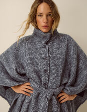 Cara Herringbone Cape Jacket, , large