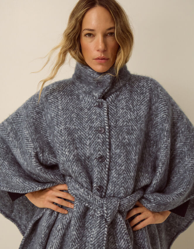 Cara Herringbone Cape Jacket, , large