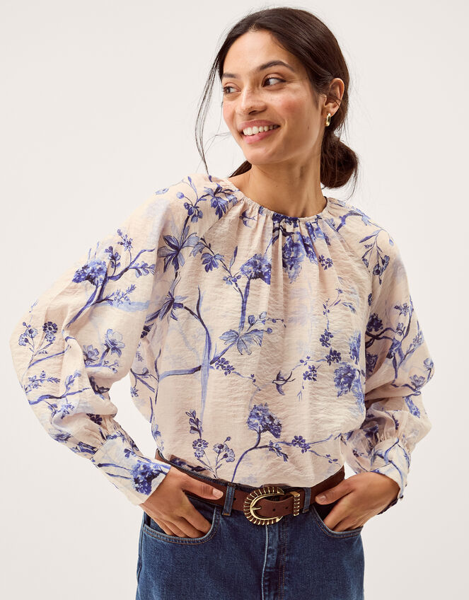 Jada Floral Print Blouse, Pink (BLUSH), large