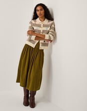Jenny Corduroy Midi Skirt, Green (CHARTREUSE), large