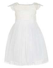 Baby Estella Crochet Bodice Dress, Ivory (IVORY), large