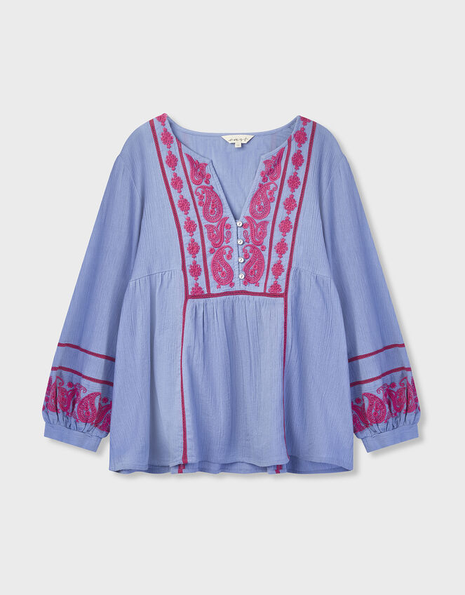 East Circe Paisley Embroidered Blouse, Blue (LIGHT BLUE), large