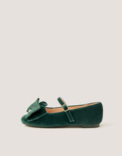 Bow Velvet Ballet Flats, Green (GREEN), large