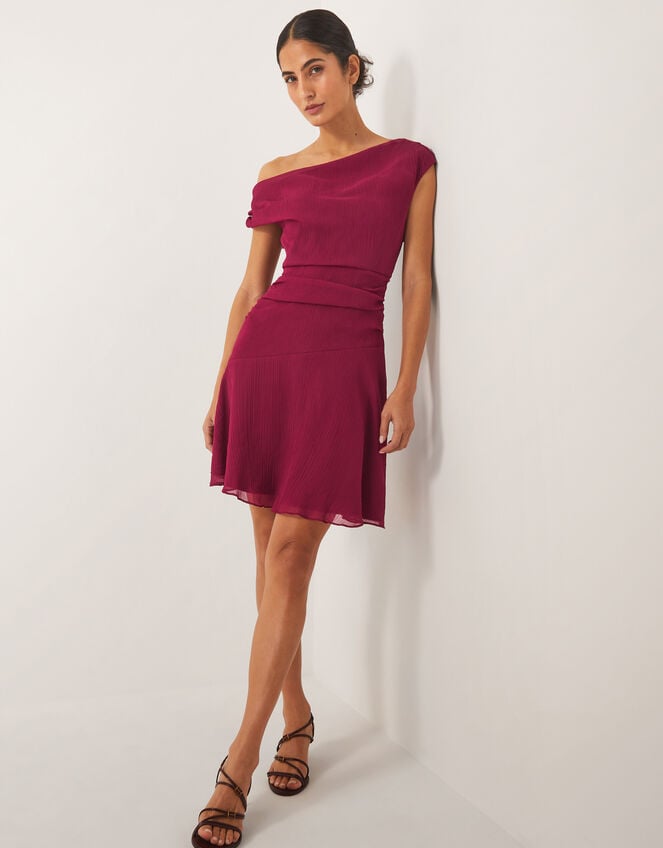 Dona Off The Shoulder Mini Dress, Red (BURGUNDY), large