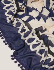 Aria Lightweight Abstract Print Scarf, , large