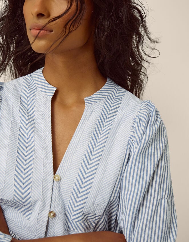 Callie Stripe Blouse, Blue (BLUE), large