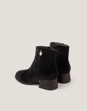 Velvet Glitter Heel Boots, Black (BLACK), large