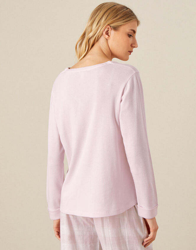 V-Neck Waffle Jersey Top, Pink (BLUSH), large