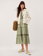 Gaia Embroidered Gingham Midi Dress, Green (GREEN), large