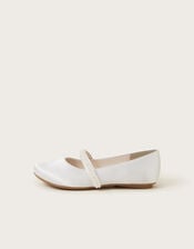 Communion Pearl Strap Ballet Flats, White (WHITE), large