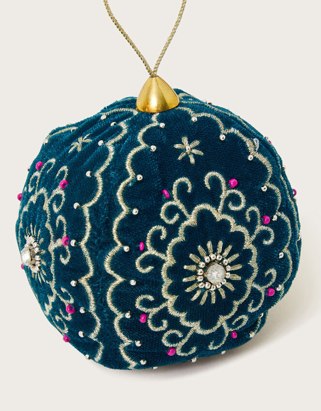 Round Embellished Velvet Bauble, , large