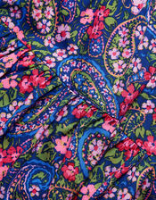 Paisley Tiered Dress in Recycled Polyester, Blue (NAVY), large