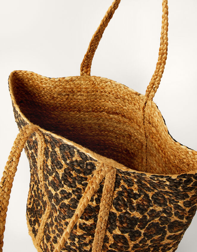 Animal Print Jute Shopper Bag, , large