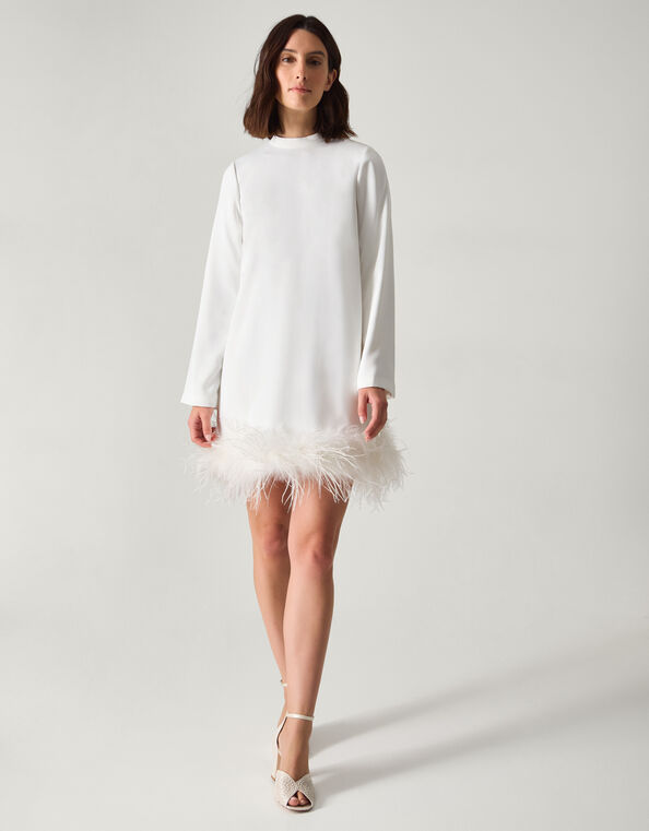 Andrea Feather Bridal Dress, Ivory (IVORY), large