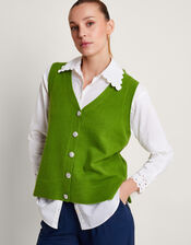 Bri Knit Sweater Vest, Green (GREEN), large