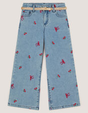 Mon Cheri Embroidered Jeans, Blue (BLUE), large