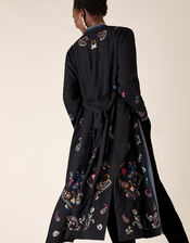 Raja Embroidered Kimono in Recycled Fabric, Black (BLACK), large