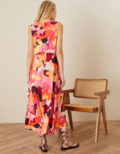 Abstract Floral Jersey Maxi Dress, Orange (ORANGE), large