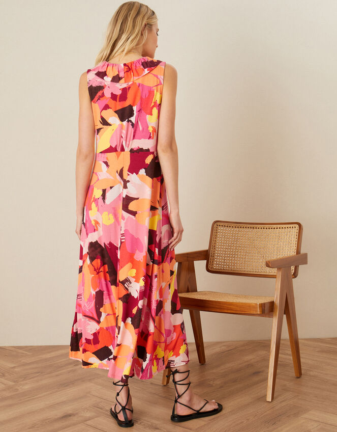 Abstract Floral Jersey Maxi Dress, Orange (ORANGE), large
