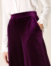 Velvet Cropped Trousers, Purple (PLUM), large