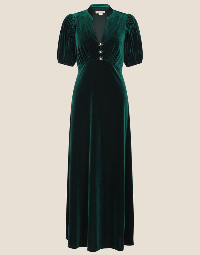 Veronique Velvet Shirt Dress, Green (GREEN), large