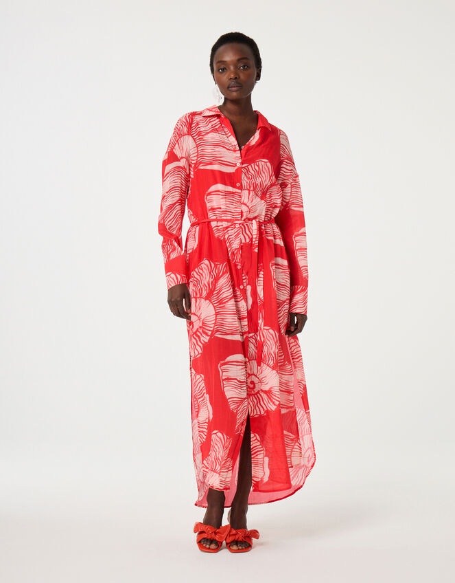 Fabienne Chapot Denis Shell Print Shirt Dress, Red (RED), large