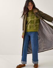 Cleo Brushed Check Print Jumper, Green (GREEN), large