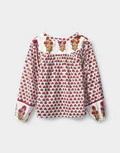 East Karmen Hand Woodblock Cotton Top, Pink (PINK), large