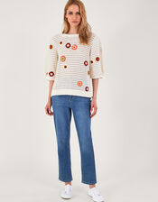 Floral Embroidered Jumper, Ivory (IVORY), large