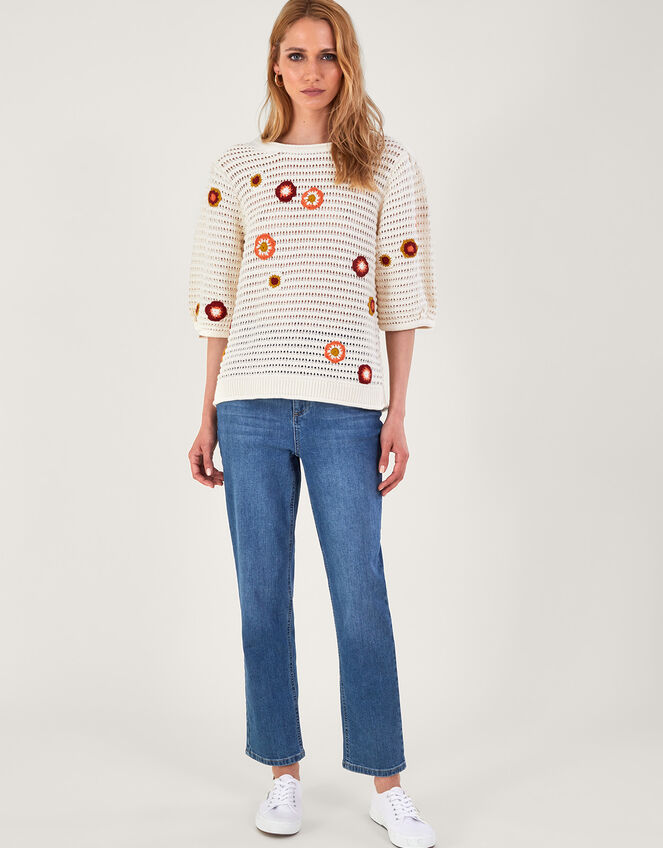Floral Embroidered Jumper, Ivory (IVORY), large