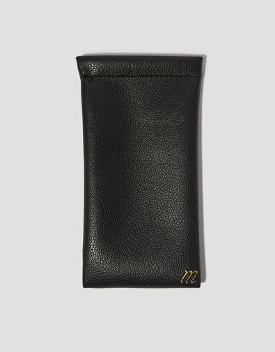 Faux Leather Sunglasses Pouch, Black (BLACK), large