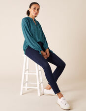 Spot Print Blouse in LENZING™ ECOVERO™, Teal (TEAL), large