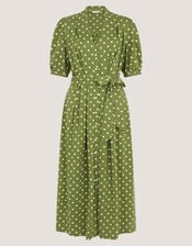 Kasey Polka Dot Jersey Midi Dress, Green (GREEN), large