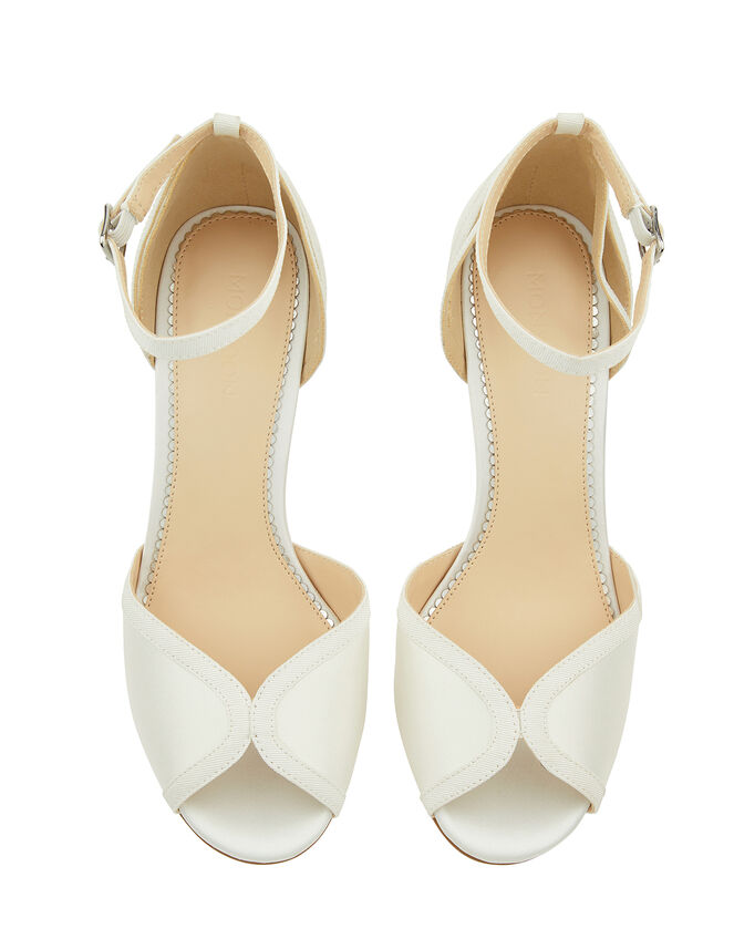 Simple Satin Peeptoe Bridal Sandals, Ivory (IVORY), large
