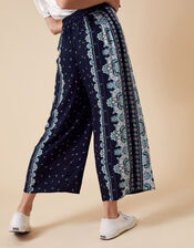 Printed Wide Leg Trousers in LENZING��� ECOVERO���, Blue (NAVY), large