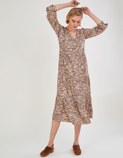 Alina Animal Print Dress with LENZING™ ECOVERO™  Natural, Natural (NATURAL), large