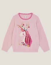 Christmas Unicorn Fuzzy Jumper, Pink (PINK), large