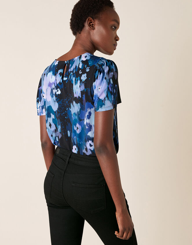 Mason Blur Print Top, Blue (BLUE), large