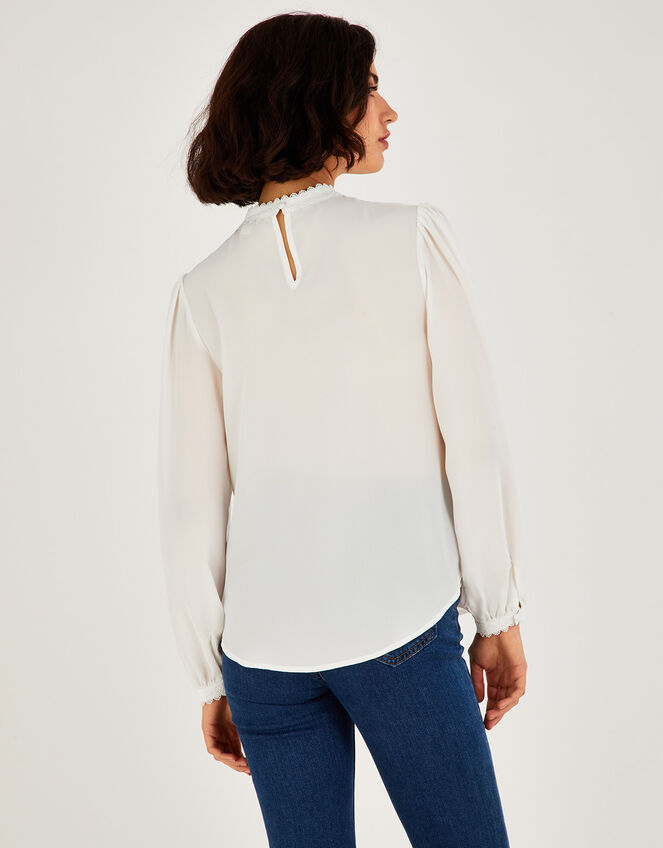 Isabel Lace Trim Blouse, Ivory (IVORY), large