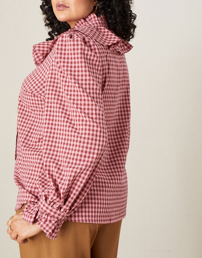Monica Check Frill Blouse, Pink (PINK), large