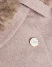 Fluffy Leopard Collar Swing Coat, Camel (OATMEAL), large