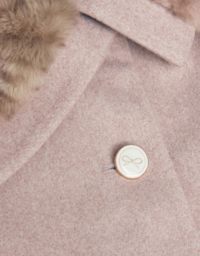 Fluffy Leopard Collar Swing Coat, Camel (OATMEAL), large