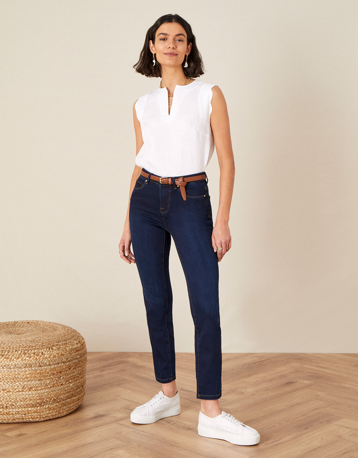 Azura Premium Regular Jeans with Sustainable Fabric Blue Trousers Leggings Monsoon Global