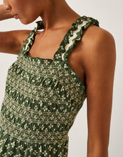 Daisy Geometric Print Jersey Midi Dress, Green (KHAKI), large