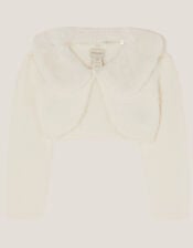 Baby Detachable Collar Fuzzy Cardigan, Ivory (IVORY), large