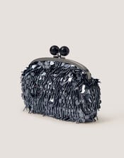 Jade Sequin Fringe Clutch Bag, , large