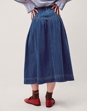 Tamsin Button Denim Midi Skirt , Blue (MID AUTHENTIC BLUE), large